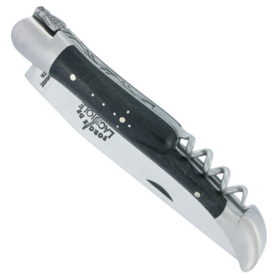 Couteau Forge de Laguiole Manche en Ebène avec Tire Bouchon 2 pièces Inox Brossé 12 cm