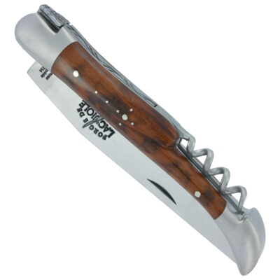 Couteau Forge de Laguiole Manche en Bois d'Amourette avec Tire Bouchon 2 Pièces Inox Brossé 12cm