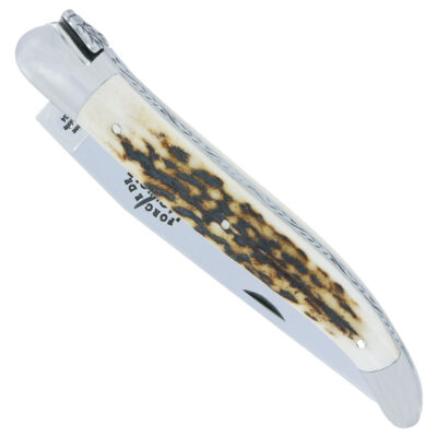 Couteau Forge de Laguiole Manche en Bois de Cerf 1 Pièce Inox Brillant 12cm