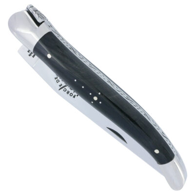 Couteau Forge de Laguiole Manche en Corne de Buffle Noir 1 Pièce Inox Brillant 12cm