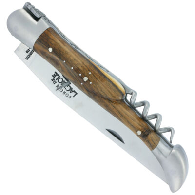 Couteau Forge de Laguiole Manche en Pistachier avec Tire Bouchon 2 pièces Inox Brossé 12cm