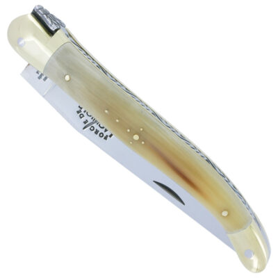 Couteau Forge de Laguiole Manche en Pointe de Corne 1 Pièce Laiton Brillant 12cm