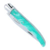 Couteau Laguiole Arbalète Manche en Acrylique Turquoise 1 Pièce 1 Mitre en Inox Brillant 11cm