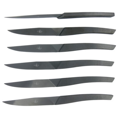 Couteaux de table Forge de Laguiole AIGUDA en PVD noir – Coffret de 6