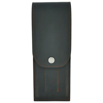 Leather case for 6 table knives in chocolate orange stitching