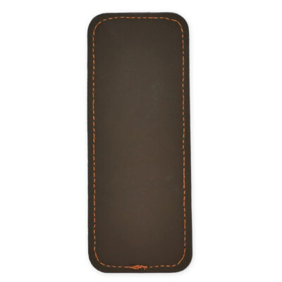 Etui poche visite cuir 13cm chocolat avec surpiqure orange