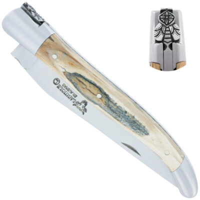 Couteau Laguiole en Aubrac manche mammouth teinté bleu