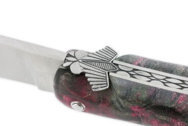 Couteau Prestige Laguiole en Aubrac 1 Pièce 12 cm Plein Manche en Loupe de Sureau Ressort Guilloché Mouche Forgée Stylisée