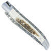 Couteau Laguiole en Aubrac 1 pièce 12cm Manche Bois de cerf Mitres Inox Brossé Double Platines et Ressort Guillochés Finition brossée N°1