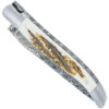 Laguiole Aubrac Messer 1 Stück 12 cm Griff Geweih Gehung Gehrung gebürstete Edelstahl Doppelplatten und Feder Guilloché Bürstefinish Nr. 2