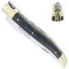 Couteau Laguiole en Aubrac 1 Pièce 12 cm Double Platines Laiton Brossé et ressort guillochés Manche en Ebène 2 Mitres en Laiton Lame Inox Brossé Mouche Prestige N°13