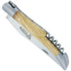 Couteau Laguiole en Aubrac 3 pièces 12cm Tire-Bouchon et Poinçon Manche Olivier 2 Mitres Finition Inox Brossé