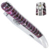 Couteau Prestige Forge de Laguiole Rambaud Manche en Molaire de Mammouth Violette 1 Pièce 11 cm Mouche Fleur Coeur laiton PIECE UNIQUE